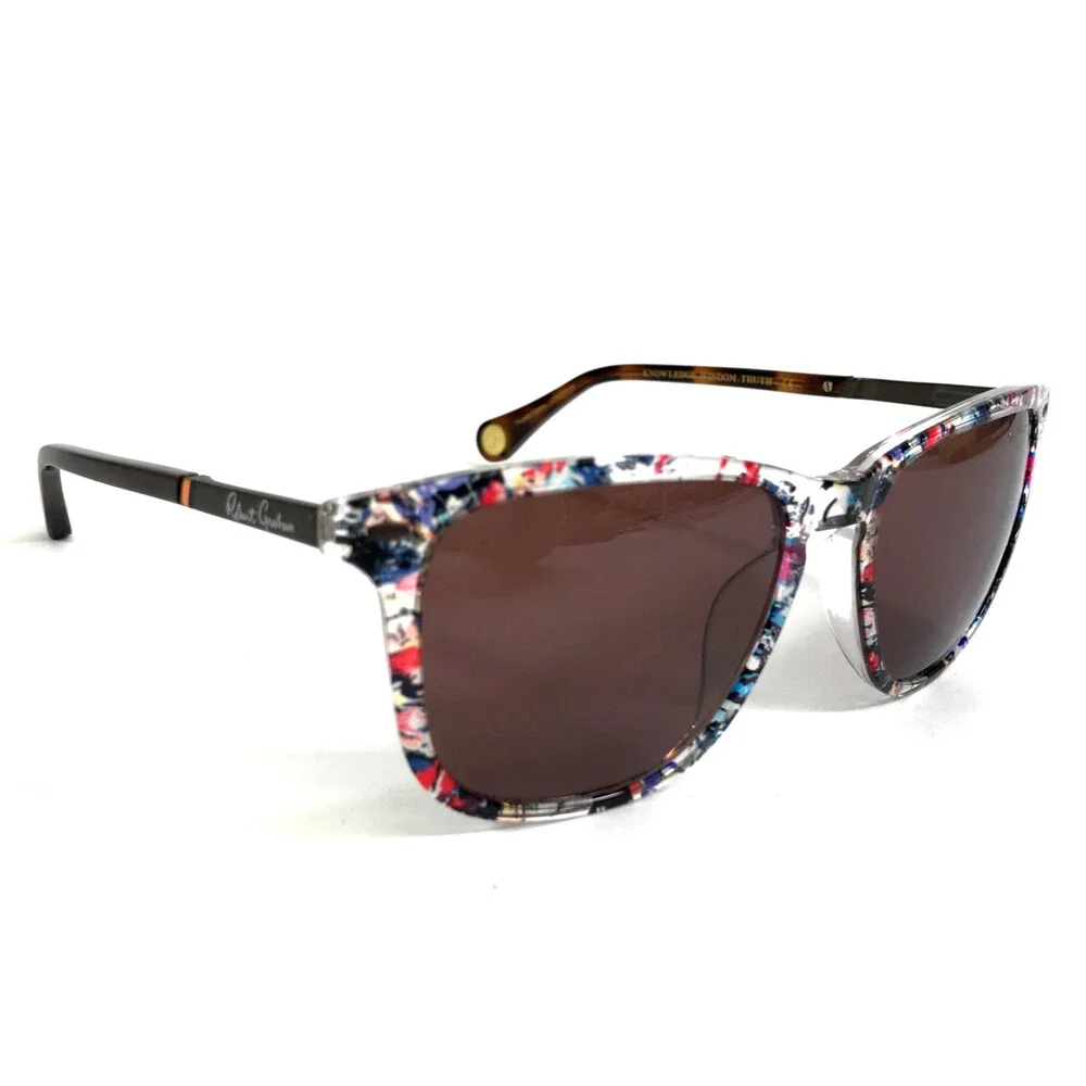 Robert Graham Sunglasses HERMAN CLR Clear Multicolor Frame w/ Light Brown Lenses